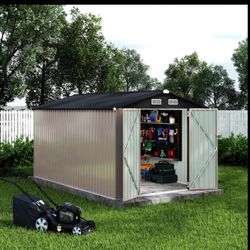 $400!!! 8’x12’ (7.5’ x 11.48’) Brown Metal Storage Shed New in box, NO Base, NO floor