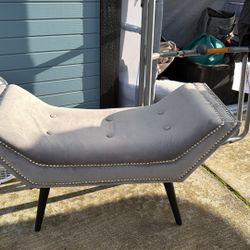 Gray Crescent Ottoman Bench 