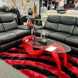 Closeout Sale😱Beautiful Black Two Piece Reclining Furniture Set$999 LIMITED Free Rug And CoffeTable