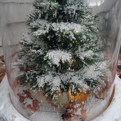 15" Christmas vintage musical snow blowing tree with light