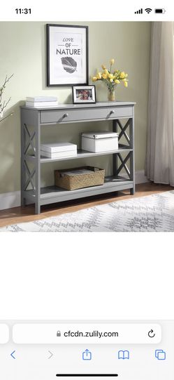 NEW In Box!! Gray Oxford One-Drawer Console Table