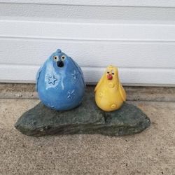 Ceramic Birds On Stone Statue Sculpture Garden Yard Art
Piece