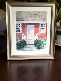 Original, signed artwork-watercolor and pencil sketch titled Two Benches, signed/dated 2000.