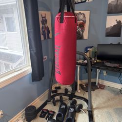 Punching Bag With Stand - Shin Guards - Gloves - Weights