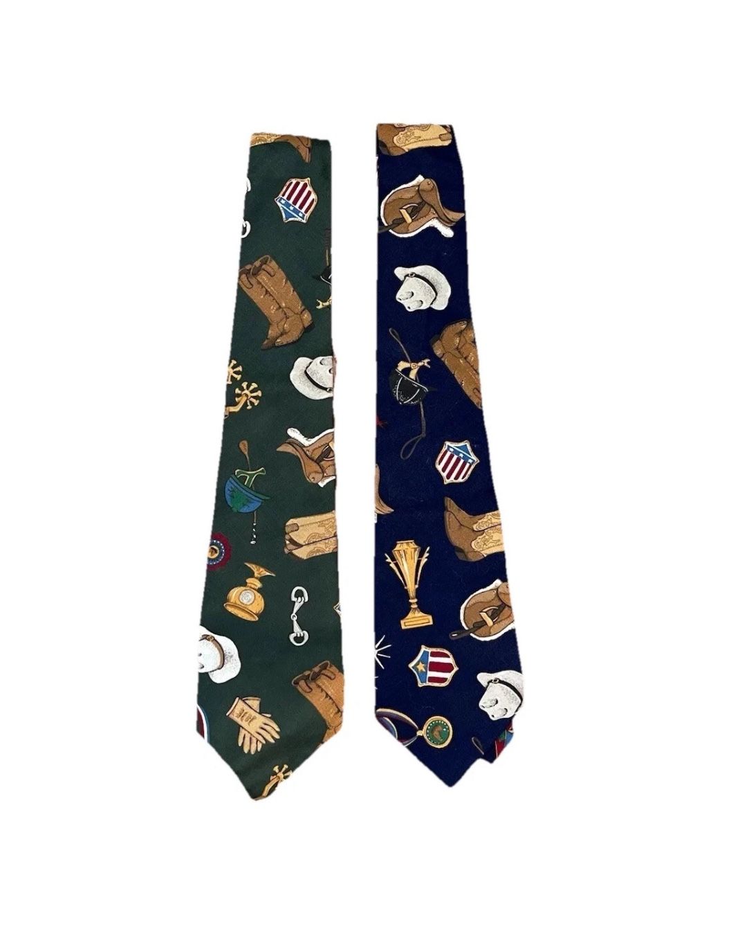 Western Cowboy Neck Tie Horse Country Equestrian Lot Riding 2 Vintage Retro