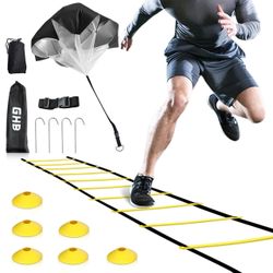 GHB Speed and Agility Training Set (ladder, cones, and resistance parachute) in Yellow