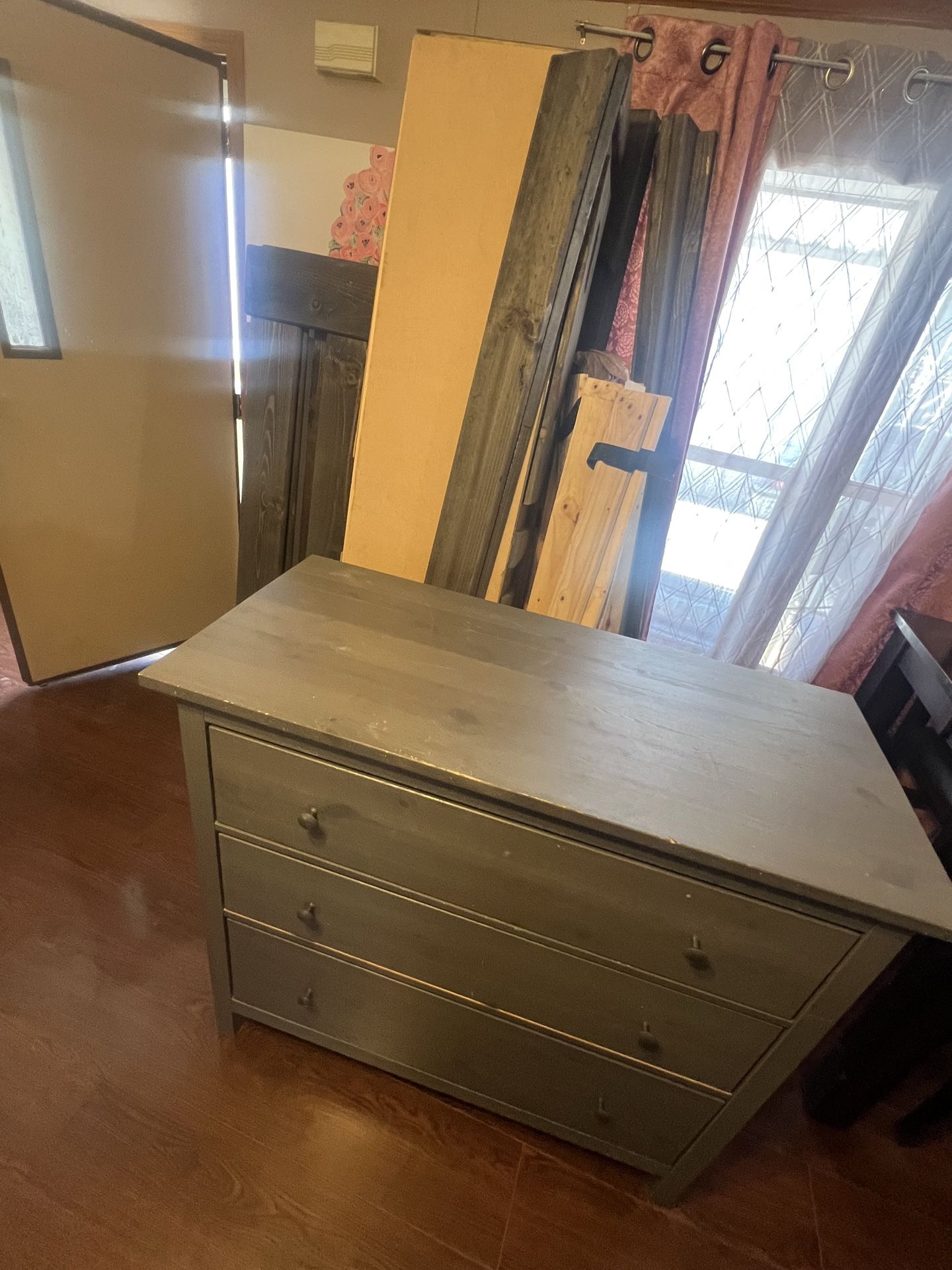 Full Blue Bunkbed (mattresses Not Included)and a Dresser
