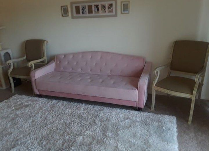 Pink convertible vintage sofa futon