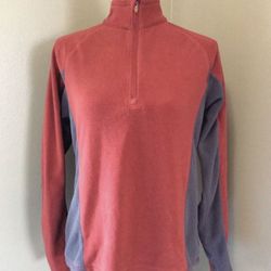 Alpine Design Red Gray Fleece Pullover 1/4 Zip Jacket Shirt Top Women's M