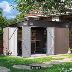 Brand new 11.5x7.3, 3 door brown metal shed shed 