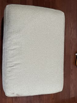 Beige Armchair & Ottoman Set + Matching Wood Side Table