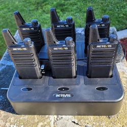 Six  RT22 Mini Walkie Talkie With RTC22 Charger 