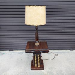 Vintage Nightwatch Lamp Co. Custom Crafted Nautical Style Floor Lamp  with Block and Tackle With Heavy Ropes.