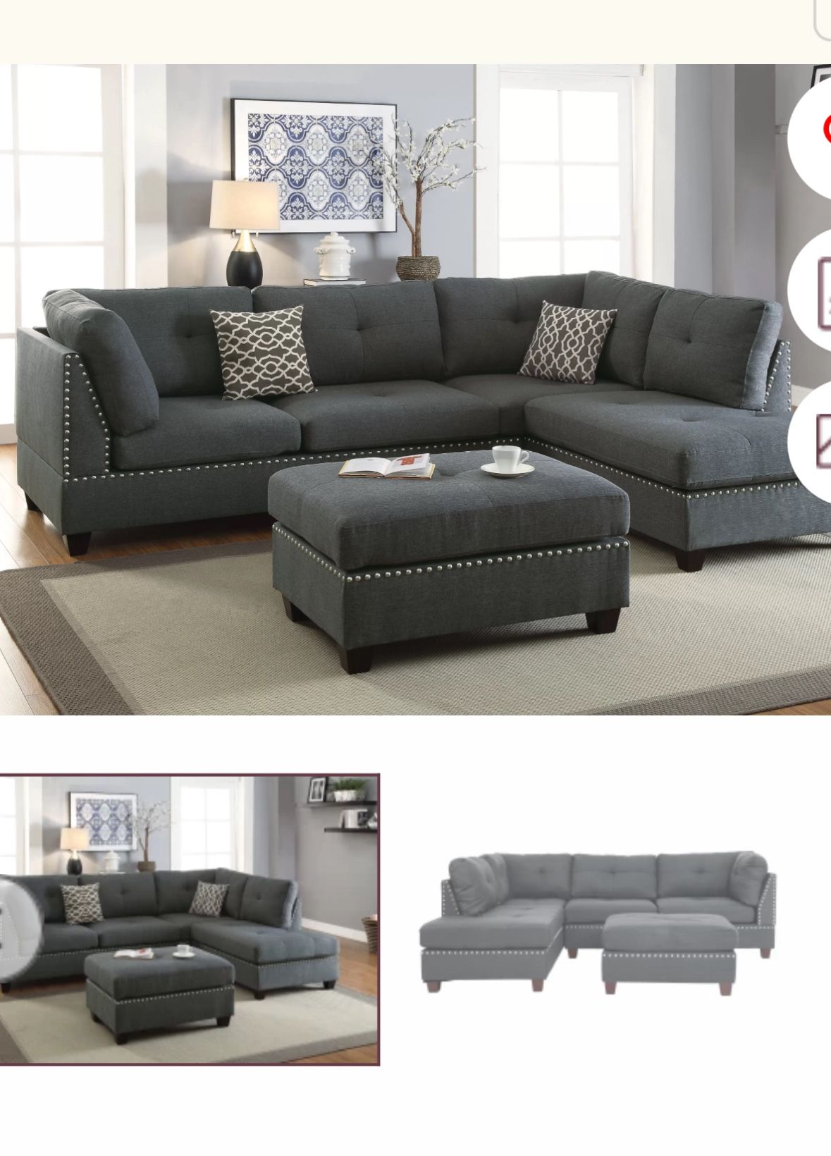 Sectional With Ottoman 106X76”