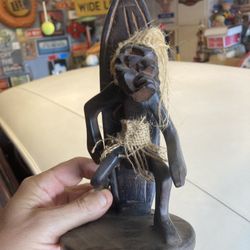 Handmade Wooden Surfing Tiki Statue Figure