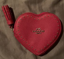 New Red Coach Heart Clutch