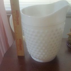 Milk glass hob nail pitcher