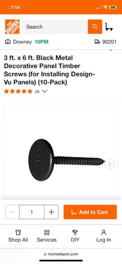 3 ft. x 6 ft. Black Metal Decorative Panel Timber Screws (for Installing Design-Vu Panels) (10-Pack)