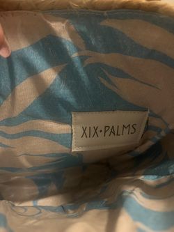 XIX Palms Woven Straw Backpack Brown Leather Look Tropical Lined Bag