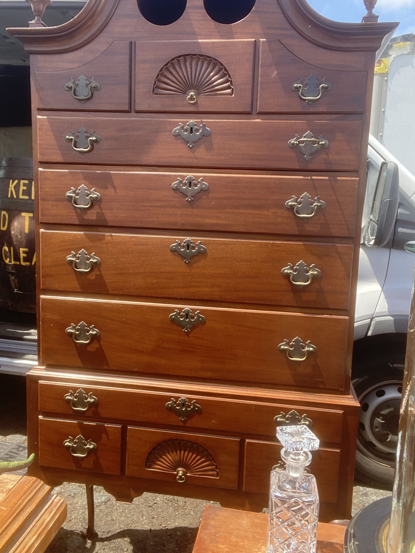 Vintage Kling Furniture Mahogany Highboy Vintage Highboy Chest of Drawers, Attributed to Councill Craftsmen Furniture