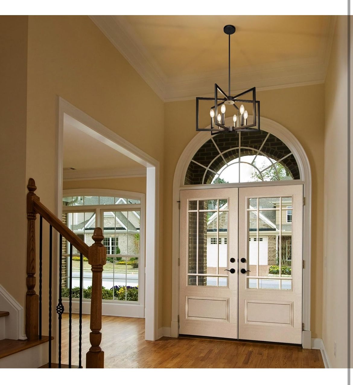 Light Modern Farmhouse Black Chandeliers for Entryway, Geometric