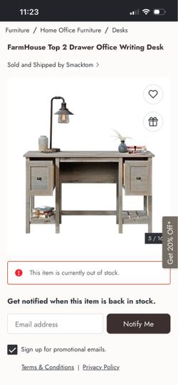 Farmhouse top two drawer desk