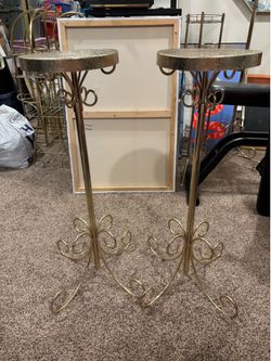 Gold Metal MCM Plant Stands (2)
