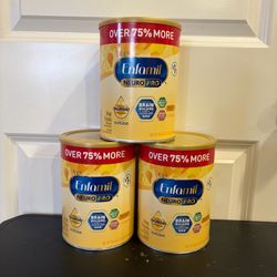 3 X-LARGE 36.6 Oz Value CANS of Enfamil NeuroPro Baby Formula 75% Mas Gratis