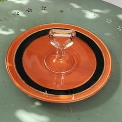 Vintage Glass Tidbit Plate 🧡🖤