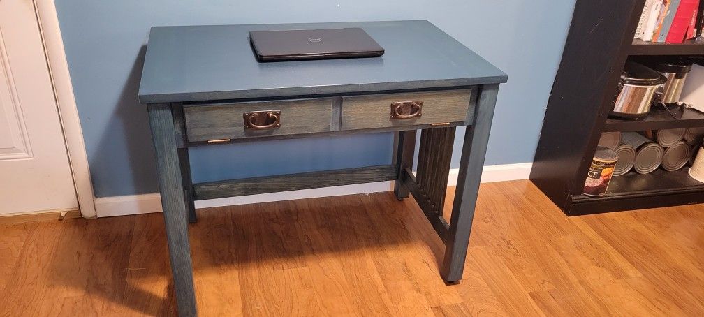 Unique Blue Stained Desk - Perfect for Home Office or Study Space! 🖥️✨