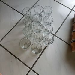 Vintage set of bar glasses (13) and 5 small  glass bowls
