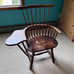 Vintage Wooden Windsor Chair With Attached Desk