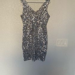 Vestido De Lentejuelas Plateado//  Silver Dress 