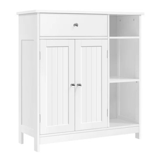 2 Door Storage Cabinet with 1 Drawer & 2 Adjustable Shelves, White ASSEMBLED