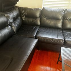 Black Leather Sectional