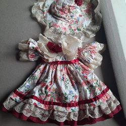 Vintage Doll Dress And Hat