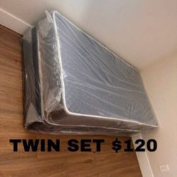 New TWIN Size Mattress With Box Spring set Plush Individuales TWIN BED 