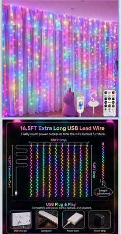Window Hanging String Lights multicolor