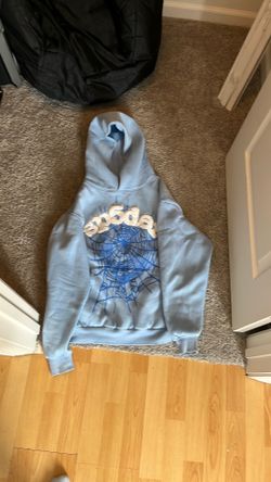 Blue Sp5der hoodie with rhinestone
