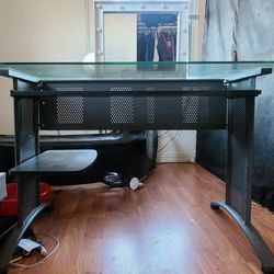 Glass Table With Vanity Mirror.