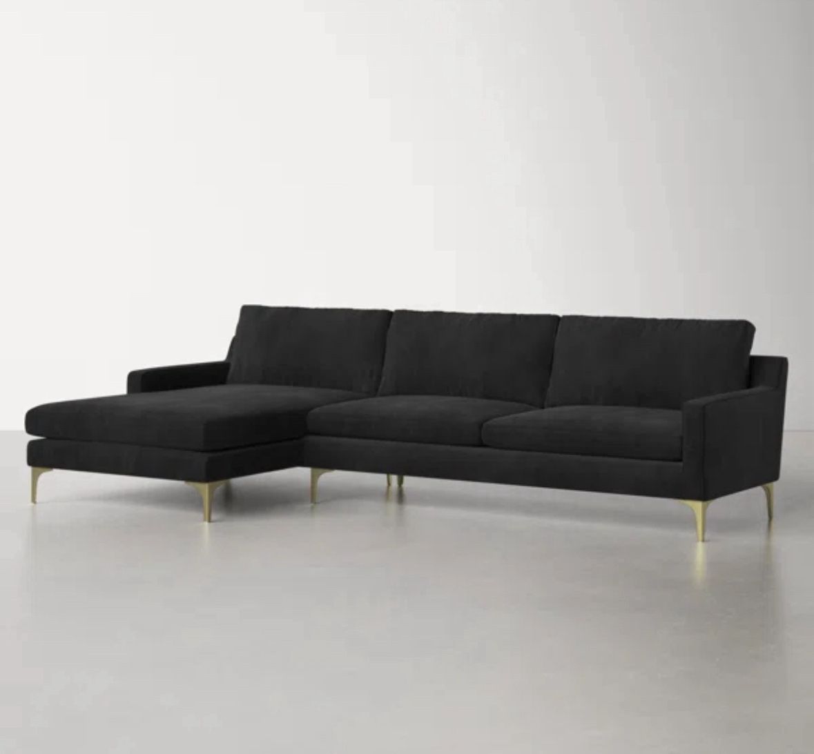 Modern L-shaped sectional Chaise Black Sofa