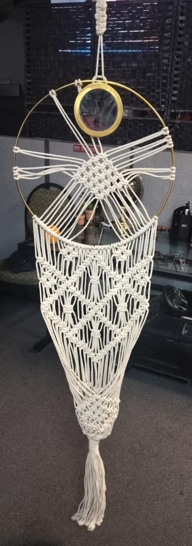 Decorative macrame wall hanging planter, bohemian-style home decor