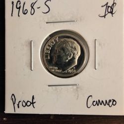 1968-S Proof Cameo Roosevelt Dime