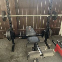 Weider pro workout set and bar and weights