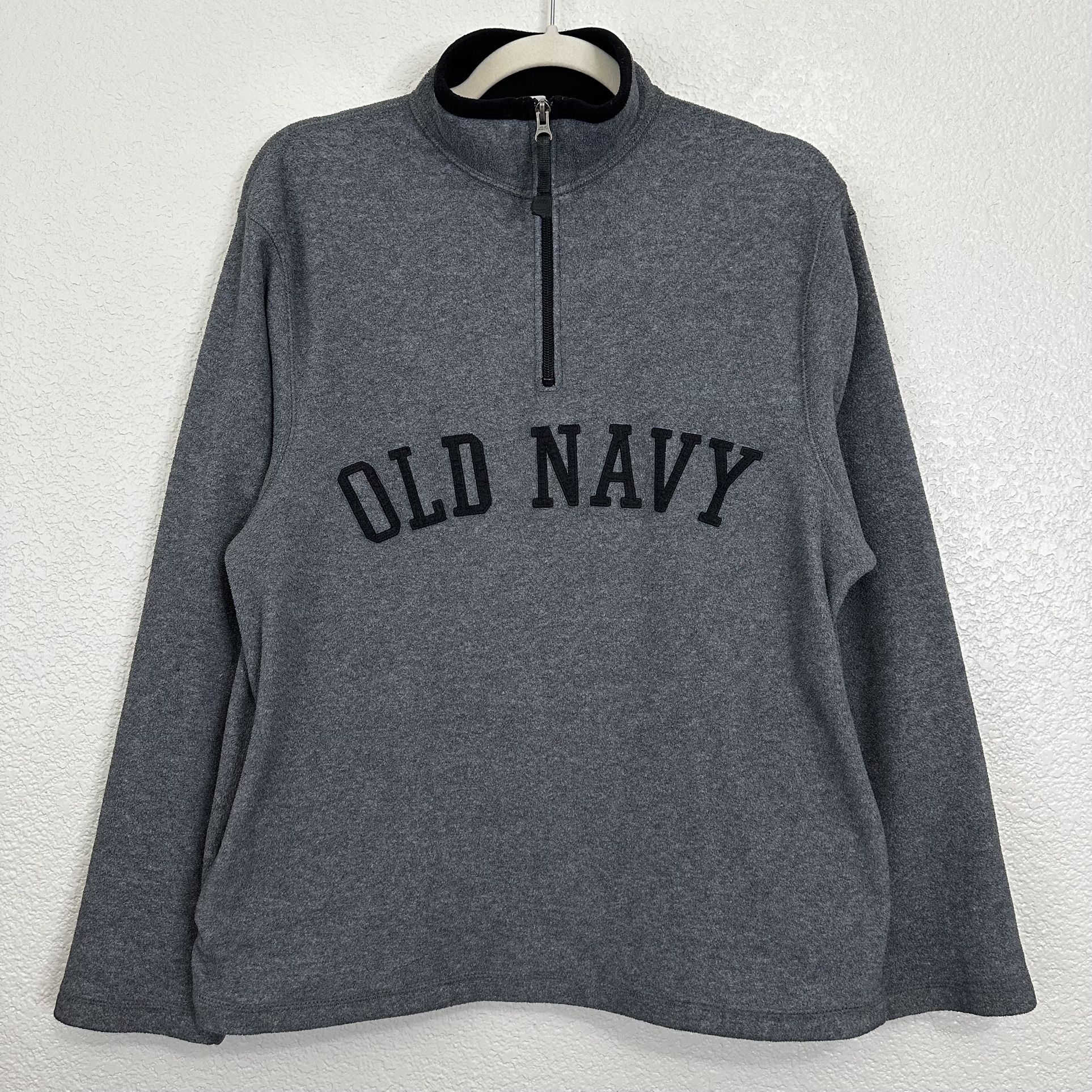 Old Navy Gray Fleece 1/4 Zip Embroidered Logo Men’s Sweatshirt, Sz Medium