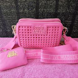 Steve Madden Women’s Girl's Crossbody Purse Bag With Small Pouch - Hot Pink