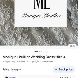 Monique Lhuillier Wedding Dress – Strapless Silk Satin Ball Gown with Wide Sash