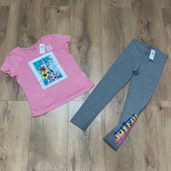 Old Navy Girl’s Leggings and Paris Eiffel Tower Blouse / Top, Size S (6-7) 