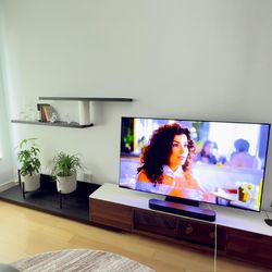 Modern TV Stand / Media Console (Stone Top, Storage, Adjustable)