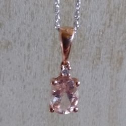 Very Pretty 🆕 10k Solid Rose Gold Genuine Morganite Necklace! 💕